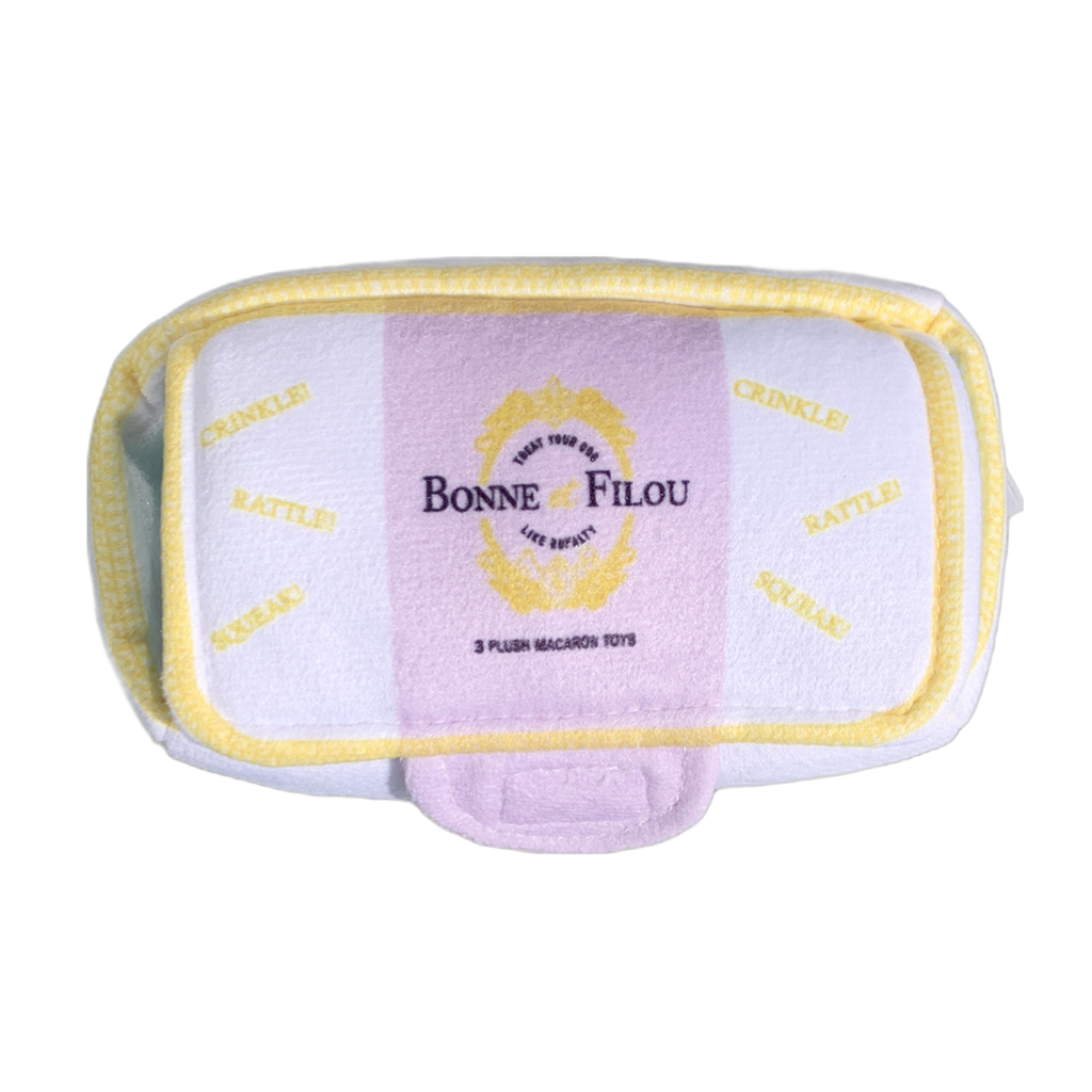 Plush Macaron Hide-and-Seek Dog Toy - Interactive Puzzle Squeaky Chew Toy for Small & Medium Dogs, Enrichment Toy