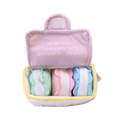 Plush Macaron Hide-and-Seek Dog Toy - Interactive Puzzle Squeaky Chew Toy for Small & Medium Dogs, Enrichment Toy